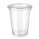 HORECA 100Pcs 250ml Eco Transparent Glass Cups with Flat Lids for Smoothies & Cold Beverages