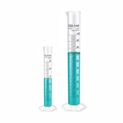 Labxprt 25-100ml Set of 2 Plastic Graduated Cylinder Accurate Volume Measuring for Chemistry Labs
