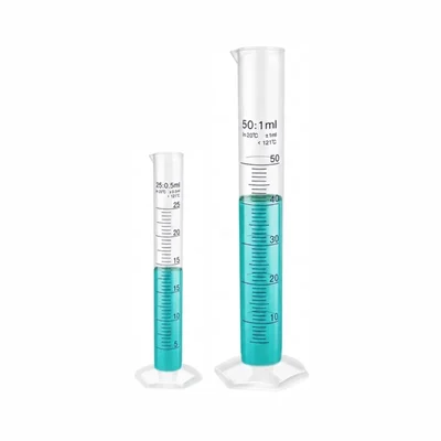 Labxprt 25-50ml Set of 2 Plastic Graduated Cylinder Accurate Volume Measuring for Chemistry Labs