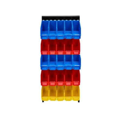 Suwas Trolley 5 Shelves Powder Coated Bin Storage Rack with 25 Bins, 6 Months Warranty ( SU-BSR-007)