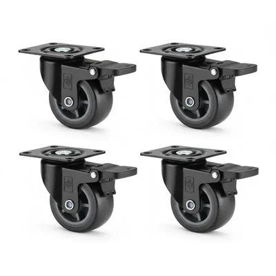 Heavy Duty 2 inch / 50 mm Pack Of 4 Swivel With Brake Type Plain Bore PP Caster Wheel