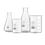 SBT Instruments 3.3 Borosilicate Glass 4pcs Combo of Beaker and Conical Flask 500ml, 25ml with Graduation Marks