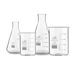 Bello (2pcs x 500ml), (2pcs x 25ml) Beakers and Conical Flasks with Graduation Marks, 3.3 Borosilicate Glass Material