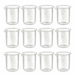 Labxprt 25ml Pack of 12 Laboratory Measurement Reusable Plastic Cup Transparent Body with Embossed Scale