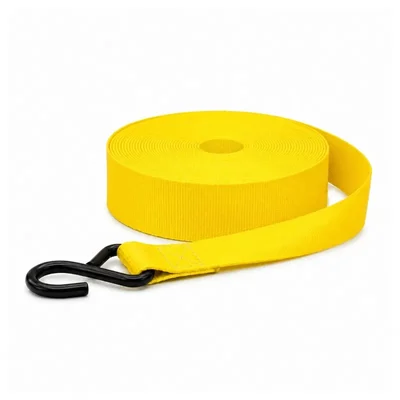 Trion Products 25 mm 10 Feet WLL 500kg Polyester Webbing Tie Down Strap Cargo Lashing Belt with Carbon Steel S Hook Yellow