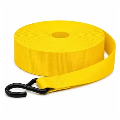 Trion Products 25 mm 15 Feet WLL 1500kg Polyester Webbing Tie Down Strap Cargo Lashing Belt with Steel S Hook Yellow