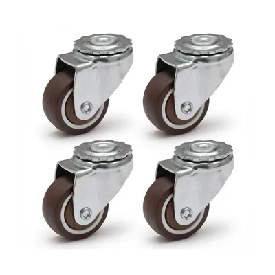 Heavy Duty 1 inch / 25 mm Pack of 4 Plate Type Single Ball Bearing TPR Caster Wheel