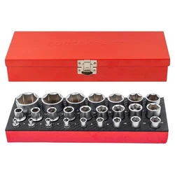 FORCEKRAFT 25 Piece ½″ Drive CR‑V 8 to 32 mm Impact Socket Set – Metric in Durable Case (FK-50121G)