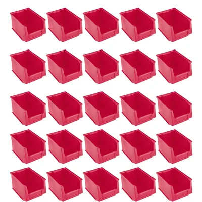 Supreme 300x210x160 mm Premium Plastic Storage Bin (BIN-35) - Pack of 25(Color-Red)