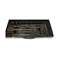 JCB 26 Piece 1/2″ Drive Impact Socket Set, 6‑Point (Cr‑Mo Steel), 8‑32 mm, in Metal Case (JCB-4263-5MPB)