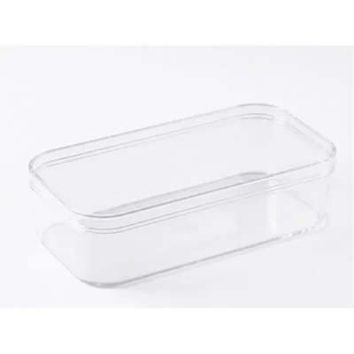 280ml Acrylic Small Rectangle Dessert Box with High Lid Transparent Disposable Dessert Food Storage Container, (Pack of 200)
