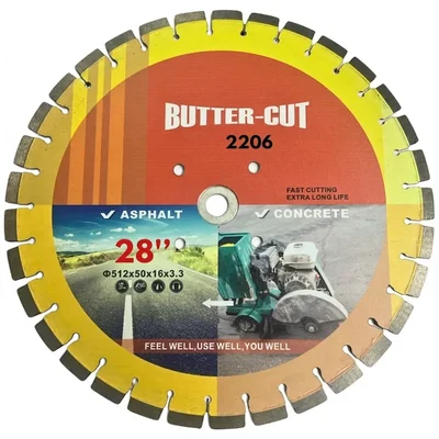 Oxi Power 28" Butter Cut Silver Brazed Concrete Cutting Diamond Blade, 50mm Bore High-Speed Saw Wheel 2206