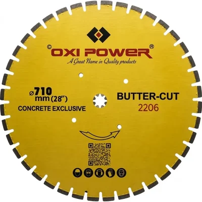 Oxi Power 28" Butter Cut Silver Brazed Concrete Cutting Diamond Blade, 50mm Bore High-Speed Saw Wheel 2206