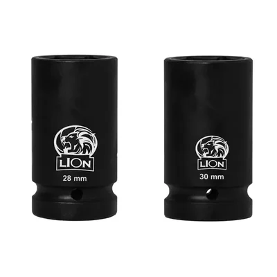 Lion 28mm & 30mm 1-Inch Drive 90mm Alloy Steel Air Impact Sockets Set