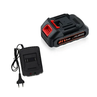 Heavy Duty 21V 2 Ah Lithium-ion Battery With 2 Ah Charger For Cordless Chainsaw, Brush Cutter & Hedge Trimmers