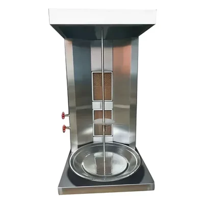 Commercial SS Table Top Double Burner Gas Shawarma Machine with Rotating Rod