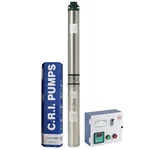 CRI 2Hp 25 Stage 4"(V4) 1Phase Oil Filled Submersible Pump With CP, 183m Head (ZUNO, CRI4R-2N/25) - 1 Year Warranty