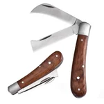 2 in 1 Foldable Grafting Knife with Wooden Handle/Stainless Steel Grafting Tool for Tree Grafting, Gardening(Pack of 2)