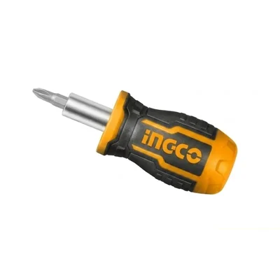 Ingco 2 In 1 Stubby Screwdriver Set PH2 SL6 CR-V Interchangeable Magnetic Multi Bit Fastener Hand Tool (AKISD0202)