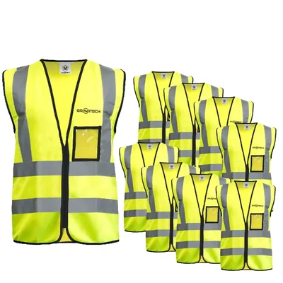 Gravitech 100 Pcs 120 GSM Green Colour Safety Jacket With 2" High Grade Reflective Fabric Tape (GI-RJ-04)