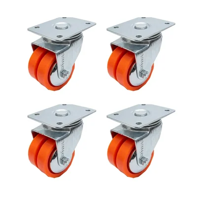 PERFECTO 2 Inch 100kg Capacity Pack of 4 pcs Swivel Trolley Furniture Double PU Castor Wheels