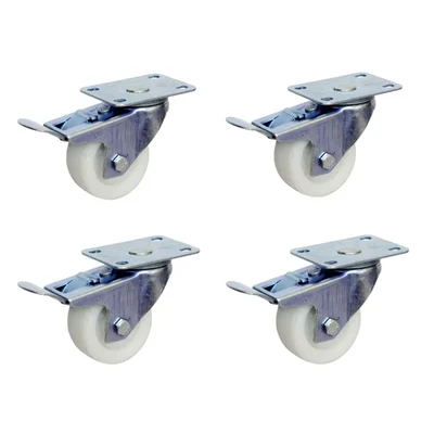 PERFECTO 2 Inch 150kg Capacity Pack of 4 pcs Swivel Brake Trolley Furniture PP Castor Wheels