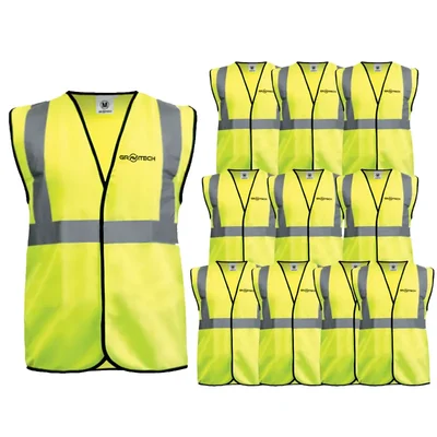 Gravitech 100 Pcs 120 GSM Green Colour Safety Jacket With 2" High Grade Reflective Fabric Tape (GI-RJ-02)