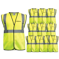 Gravitech 100 Pcs 120 GSM Green Colour Safety Jacket With 2" High Grade Reflective Fabric Tape (GI-RJ-02)