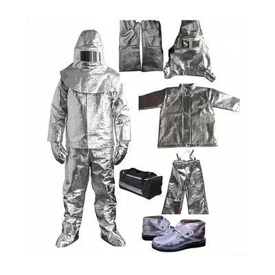 CHANDOK 2 Layer Aluminized Fiberglass Fire Proximity Suit, Silver, Complete Protection Set