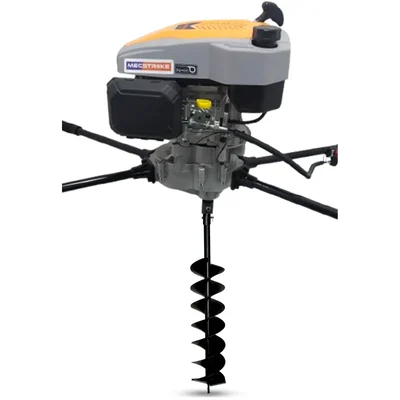 MECSTROKE Heavy Duty 2 Man Operated 4 Stroke 224 CC Earth Auger | Post Hole Digger With 8 Inch Double Spiral Bit 