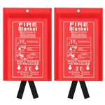 CHANDOKS 2 pcs 39.37 x 39.37 inch Fiberglass Fire Safety Blankets, Suppression Fire Retardant Blanket for People