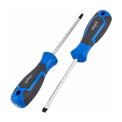 Scheppach 2 Piece Screwdriver Set ,Durable Slotted and Phillips Heads, Comfortable Grip (Sch-7002E)