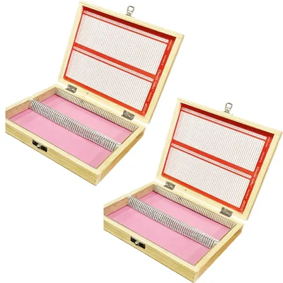 SBT Instruments 2 Pcs Wooden Microscope Slide Storage Box, 100 Slide Capacity Each