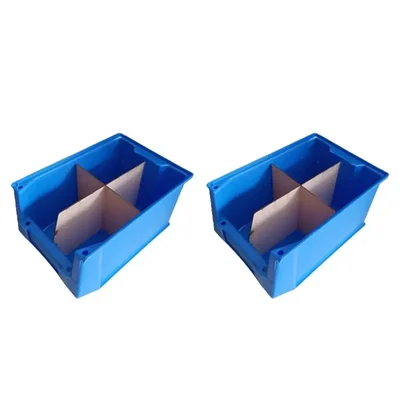Avsar 300 x 200 x 160 mm FPO Blue Storage Bin with Verticle & Horizontal Partition, HDPE Material (Bin-35) - Pack of 2