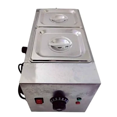 High Performance Dual Pots Electric Chocolate Melting Machine, 2 kW Power Perfect for Bakeries, Chocolatiers, Dessert