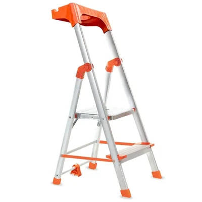 PROHOME 2 Step Foldable Aluminium Tool Tray Ladder for Home ( AQUA-LADD-02 APEX) 5-Year Warranty