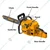 Ingco Professional 62-cc Petrol Chainsaw with 24 inch Guide Bar | Used for Cutting Tree, Firewood | GCS5602411