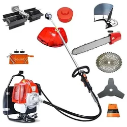 Greenleaf 3 HP 63CC 2 Stroke Petrol Engine Backpack Brush Cutter with Weeder/Tiller, Chainsaw and Blade Attachments, BP-GX-63TA