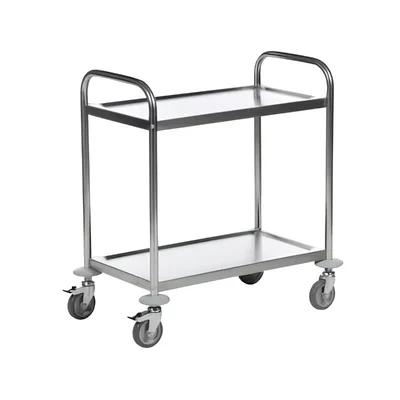 Premium Quality 2 Tier Stainless Steel Service/Bar Trolley on Wheels
