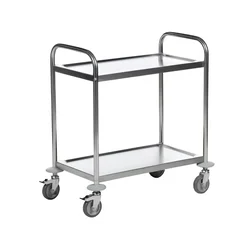 Premium Quality 2 Tier Stainless Steel Service/Bar Trolley on Wheels 