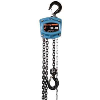 Steeledge 2 Ton Spur Gear Chain Pulley Block with 3 Meter Standard Lift, G80 Alloy Steel Load Chain - 1 Year Warranty