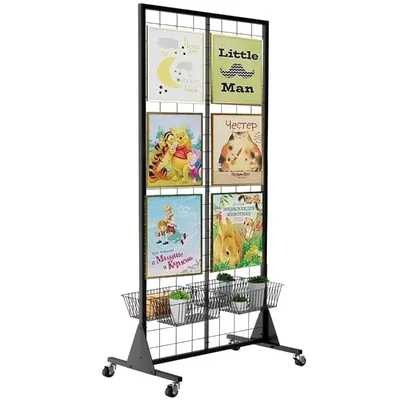 KTG 2 x 5.5 feet Floor Standing Rack With Detachable Girdwall With Movable Silent Wheel