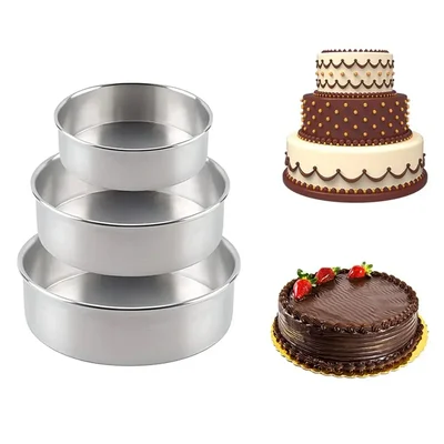 Pack of 3 Aluminium Round Baking Microwave Mould for 500g, 750g, 1Kg Cake