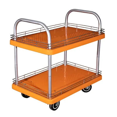 SRP Double Layer 300 Kg Load Capacity With MS Border Plastic Platform Trolley