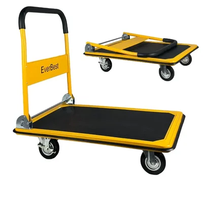 EverBest® 300Kg Heavy Duty Folding Metal Portable & Compact Hand Platform Trolley -with 360 Rotating Wheels