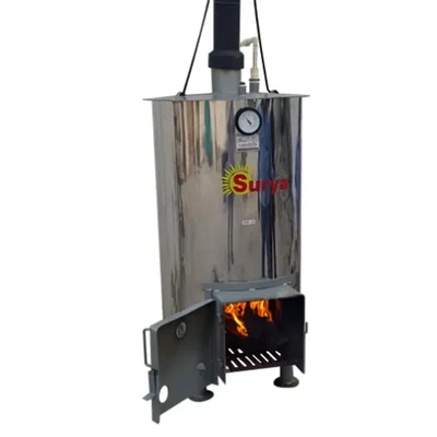 Surya Mirror Finish Vertical Tubular Biomass Wood Fired Hot Water Boiler 300L