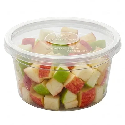 300ml Transparent Round Plastic Container for Food Packaging and Takeaway(Pack-100)