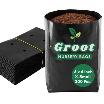 GROOT 5 x 6 inches Small Nursery Plant Bags (Black) - Pack of 300