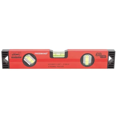Freemans 30cm Heavy Duty Aluminium Spirit Level 3 Vials High Visibility Plumb Slant Surface Alignment Tool BS330