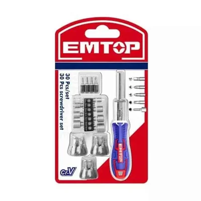 EMTOP 30 Pcs Screwdriver Set with Ratchet Handle (EBST03006)